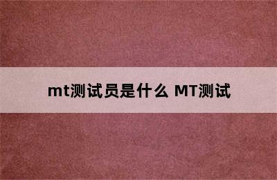 mt测试员是什么 MT测试